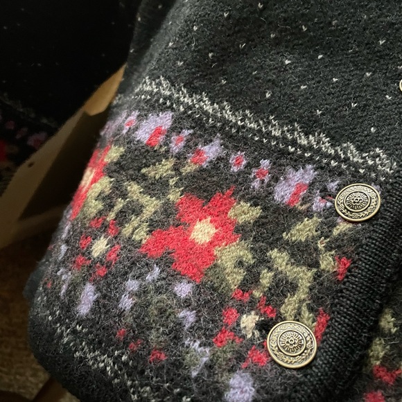 Vintage black and floral wool button down sweater - Picture 8 of 12